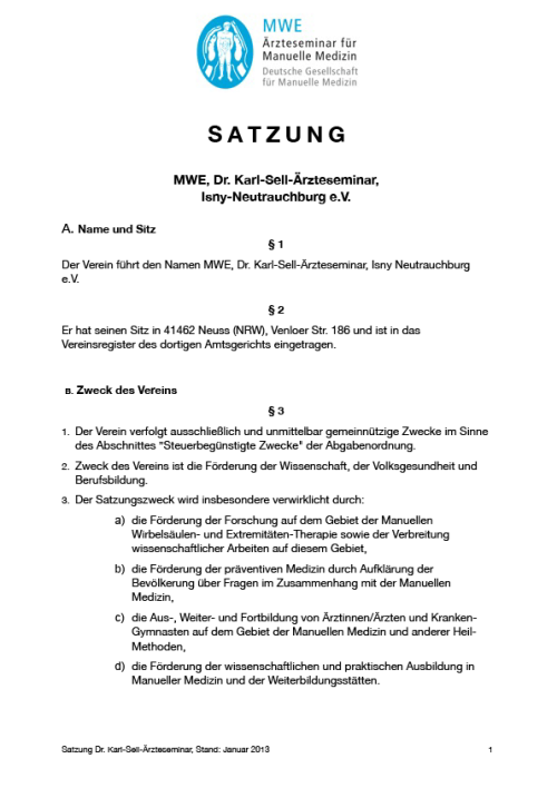 Satzung MWE